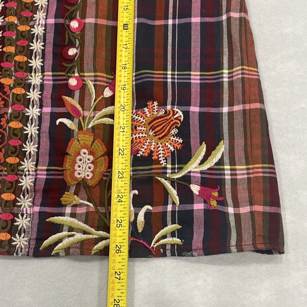 Johnny Was Top Rosalva Paris Blouse Plaid Embroidered Workshop Boho Women's XS - Picture 12 of 13